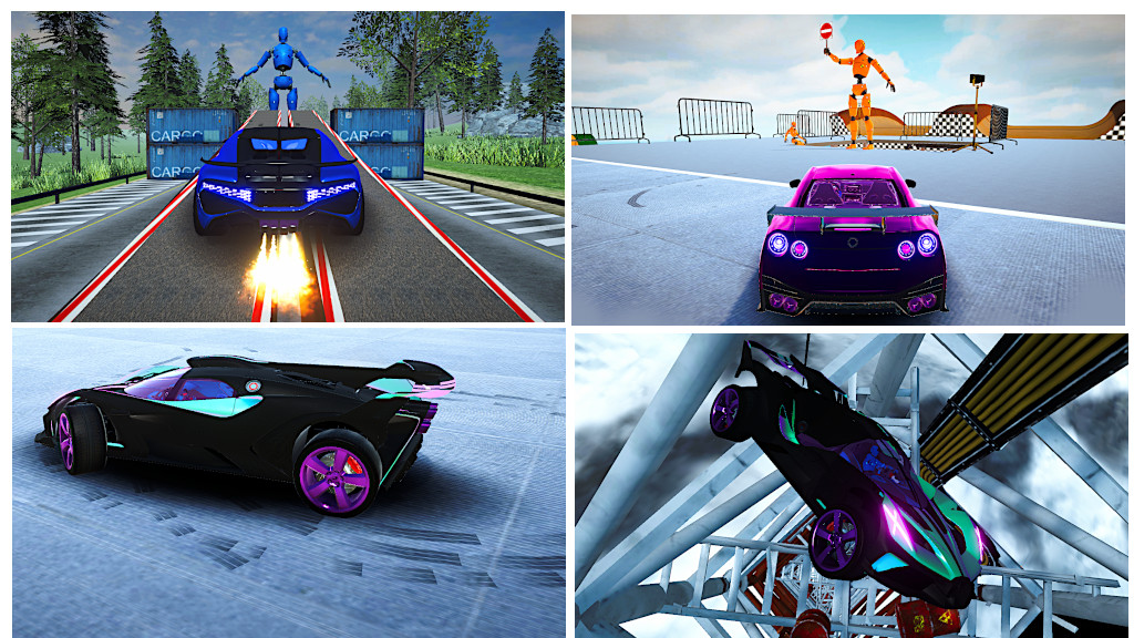 hyper cars ramp crash game screens